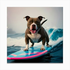 A Mesmerizing And Vibrant Cinematic Photograph Of A Dog Surfing 2 Canvas Print