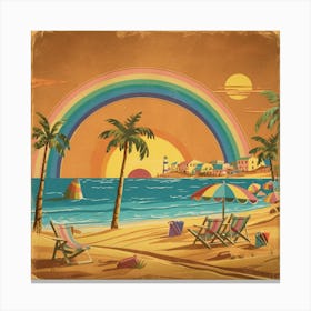 Rainbow At The Beach Canvas Print