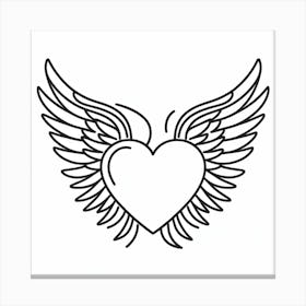 Thick Lines and Bright Colors: A Pop Art Print of a Heart with Wings Canvas Print