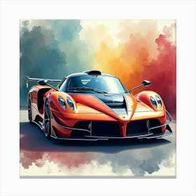 Pagani Huayra Bc Amidst A Vivid, Colorful Watercolor Setting, No Logos Canvas Print