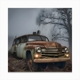 Old Car In The Woods 1 Canvas Print