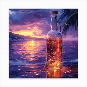 Bottle Of Whiskey At Sunset Canvas Print