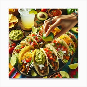 Mexican Tacos On The Table Canvas Print