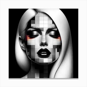 Pixel Mosaic Portrait of A Woman Canvas Print