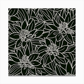 Black And White Floral Pattern Canvas Print