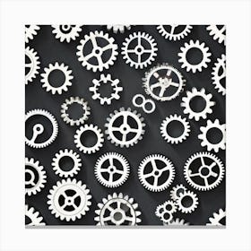Gears On A Black Background 19 Canvas Print