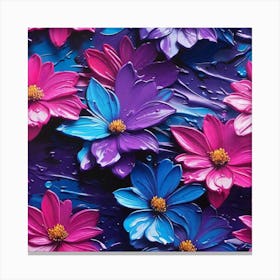 Blue And Purple Flowers Canvas Print