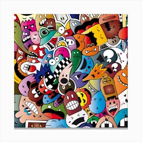 Cartoon Explosion Cartoon Characters Funny Canvas Print