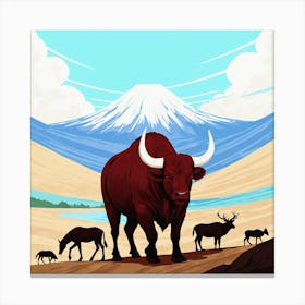 Bulls In The Desert 9 Canvas Print