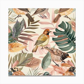 Seamless Pattern With Birds Canvas Print