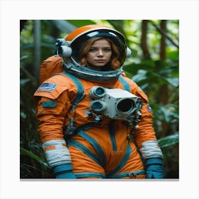 Girl In Spacesuit Canvas Print