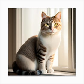 Cat Sitting On A Window Sill Canvas Print