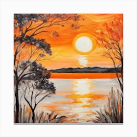 Sunset By The Lake Canvas Print