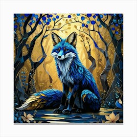 Blue Fox In The Forest Canvas Print