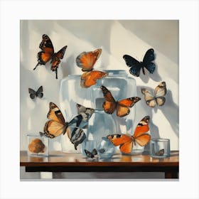 Butterflies In A Vase 1 Canvas Print