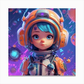 Girl In Space 3 Canvas Print