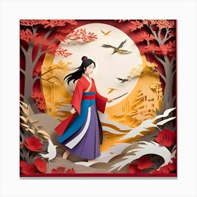 Mulan Ar-2 Paper Cut Art Canvas Print