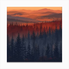 Sunset In The Forest Canvas Print