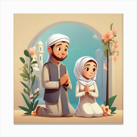Muslim Couple Praying Canvas Print
