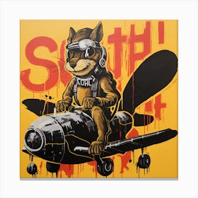 Squirrel On A Plane Canvas Print