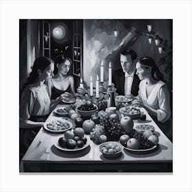 Dinner At The Table Canvas Print