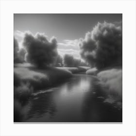 River In Black And White 6 Canvas Print