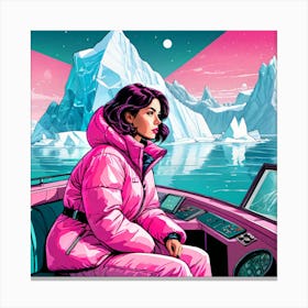 Young arctic explorer researching the icebergs Canvas Print