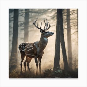 Deer In The Forest Haze Ultra Detailed Film Photography Light Leaks Larry Bud Melman Trending (74) Canvas Print