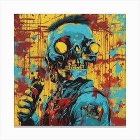 Andy Getty, Pt X, In The Style Of Lowbrow Art, Technopunk, Vibrant Graffiti Art, Stark And Unfiltere (22) Canvas Print