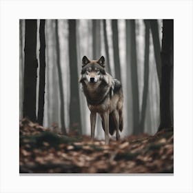 Wolf In The Forest 20 Canvas Print