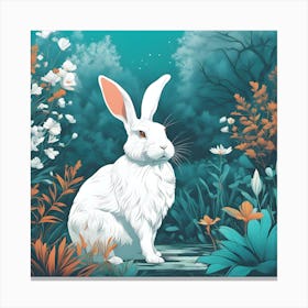 White Rabbit In Botanical Garden Canvas Print