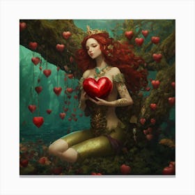 Mermaid With Heart Canvas Print