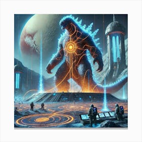 A Sci Fi Depiction Of Plutonic Kaiju Bonding With Canvas Print