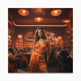 Woman In An Orange Dress 4 Canvas Print