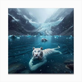 White Tiger In The Water 1 Canvas Print