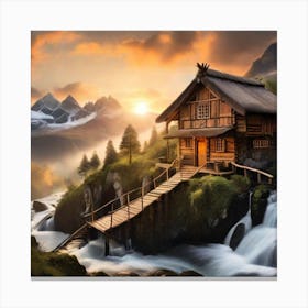 Cabin In The Mountains 2 Canvas Print