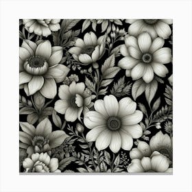 Black And White Flowers 3 Canvas Print