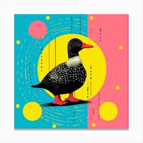 Duckling Geometric Pattern Linocut Style 2 Canvas Print