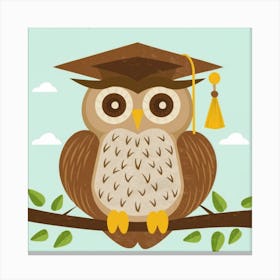 Whimsy Wisdom Print Art Illustrate Whimsical Owls In Graduation Caps, Perfect For Adding A Touch Of Scholarly Charm To Any University Themed Decor Canvas Print