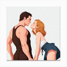 Anime Couple Kissing Canvas Print