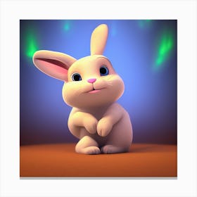 Cute White Bunny 3d Illustration Canvas Print