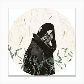 Girl In Black Jacket Canvas Print