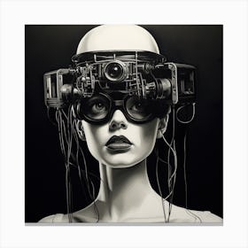 Woman With A Camera On Her Head Canvas Print