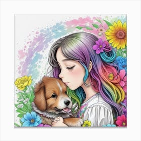 Girl and dog luckycharm 2 Canvas Print