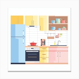 Kitchen Interior Flat Vector Illustration 2 Canvas Print