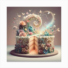 Cake With Flowers Canvas Print