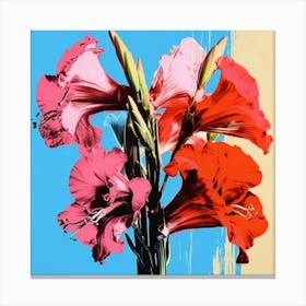 Andy Warhol Style Pop Art Flowers Gladiolus 3 Square Canvas Print