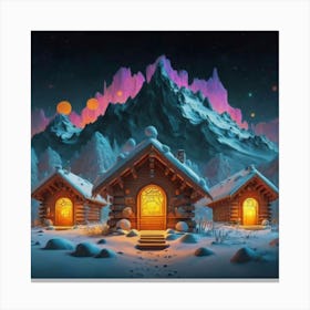 Mountain village snow wooden 6 11 Canvas Print