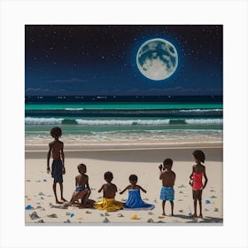 Moonlight On The Beach Canvas Print