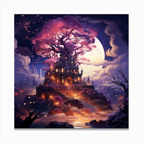 Tree Castle In The Moonlight Canvas Print